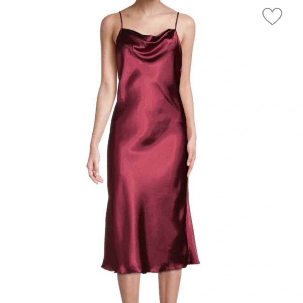 Bebe Solid Satin Bias Camisole - Burgundy - Size S - Picture 5 of 6